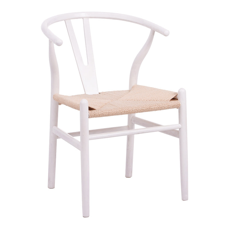 Καρέκλα Wishbone  rubberwood-σχοινί σε λευκή απόχρωση 53.5x57x74εκ - Image 1