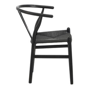 Καρέκλα Wishbone  rubberwood-σχοινί σε μαύρη απόχρωση 53.5x57x74εκ - Pakobazaar