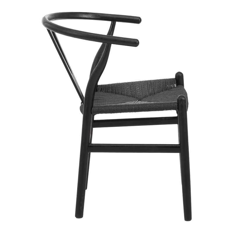 Καρέκλα Wishbone  rubberwood-σχοινί σε μαύρη απόχρωση 53.5x57x74εκ - Pakobazaar