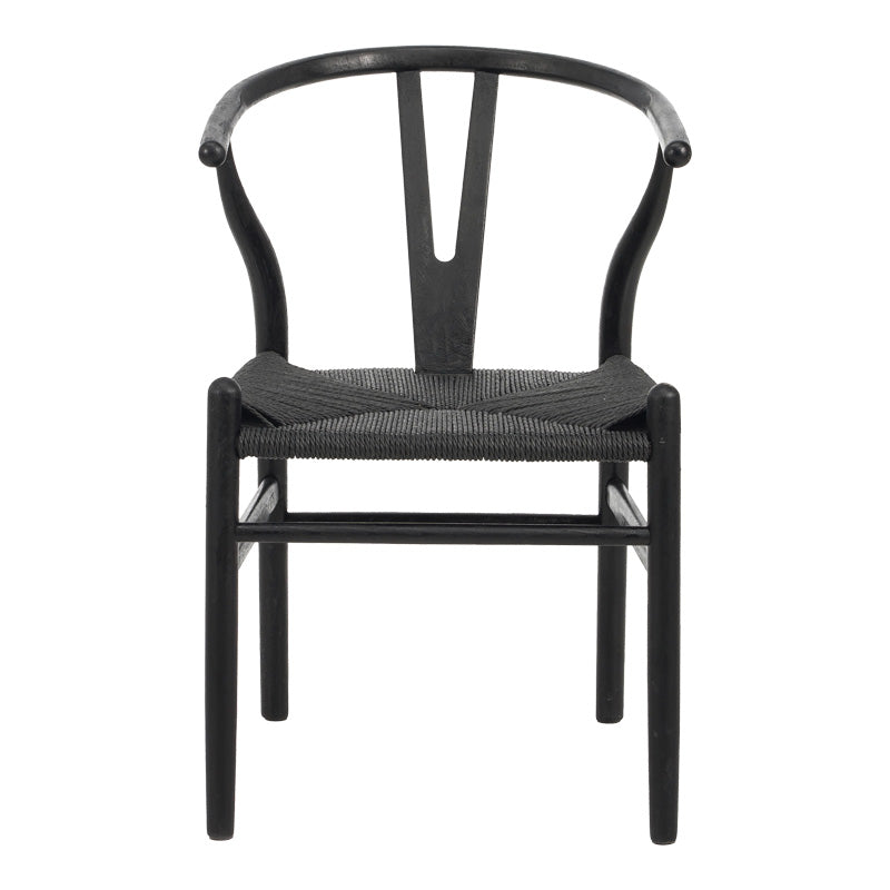 Καρέκλα Wishbone  rubberwood-σχοινί σε μαύρη απόχρωση 53.5x57x74εκ - Pakobazaar