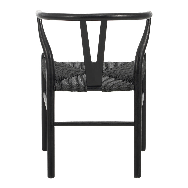 Καρέκλα Wishbone  rubberwood-σχοινί σε μαύρη απόχρωση 53.5x57x74εκ - Pakobazaar