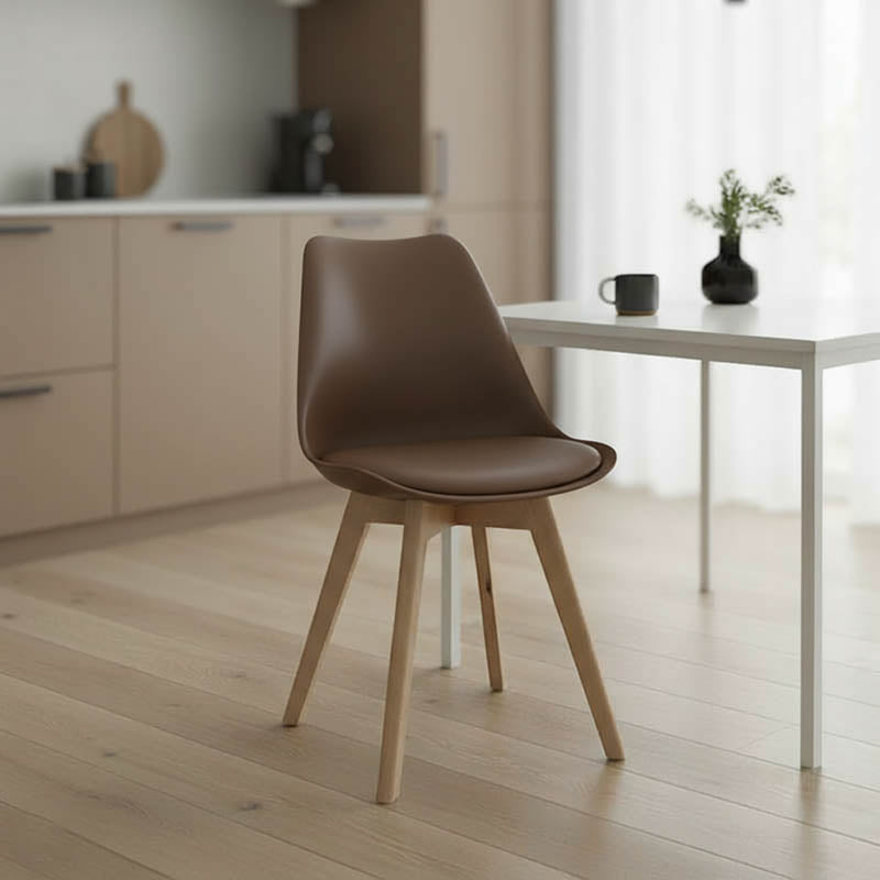 Καρέκλα Gaston  PP-PU καφέ απόχρωση- φυσικό πόδι 43x51x75εκ - Image 2