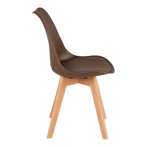 Καρέκλα Gaston  PP-PU καφέ απόχρωση- φυσικό πόδι 43x51x75εκ - Image 4