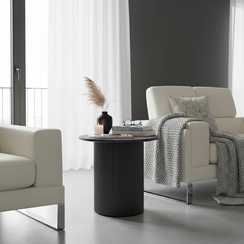 Βοηθητικό τραπέζι Dovel  mdf-μέταλλο σε μαύρη απόχρωση Φ50x50εκ - Pakobazaar