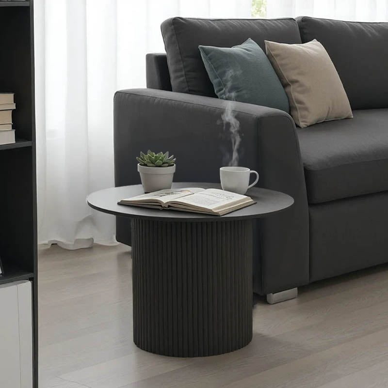 Τραπέζι σαλονιού Dovel  mdf-μεταλλο σε μαύρη απόχρωση Φ70x45εκ - Pakobazaar