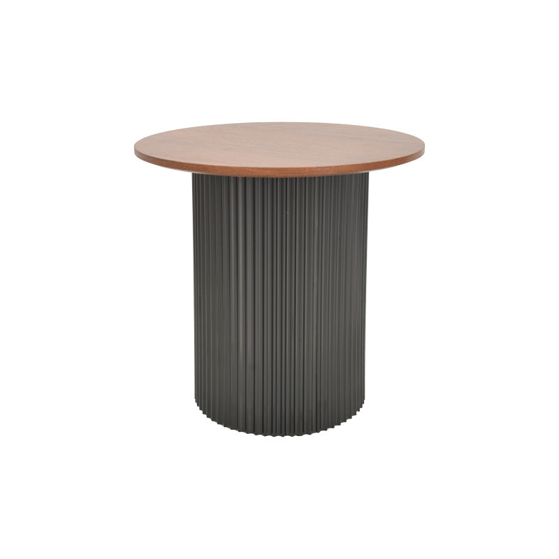 Βοηθητικό τραπέζι Dovel  mdf σε καρυδί-μαύρο μέταλλο Φ50x50εκ - Pakobazaar