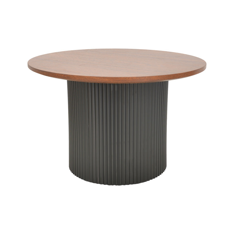 Τραπέζι σαλονιού Dovel  mdf σε καρυδί-μαύρο μέταλλο Φ70x45εκ - Pakobazaar