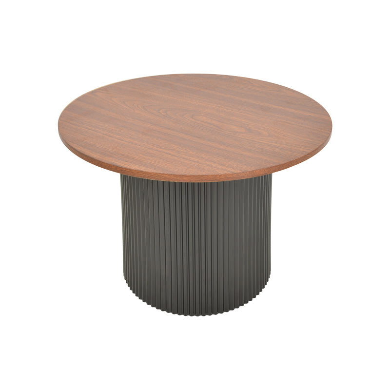 Τραπέζι σαλονιού Dovel  mdf σε καρυδί-μαύρο μέταλλο Φ70x45εκ - Pakobazaar