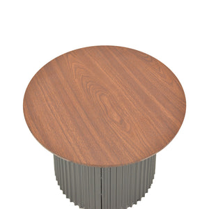 Τραπέζι σαλονιού Dovel  mdf σε καρυδί-μαύρο μέταλλο Φ70x45εκ - Pakobazaar