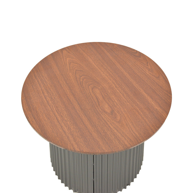Τραπέζι σαλονιού Dovel  mdf σε καρυδί-μαύρο μέταλλο Φ70x45εκ - Pakobazaar