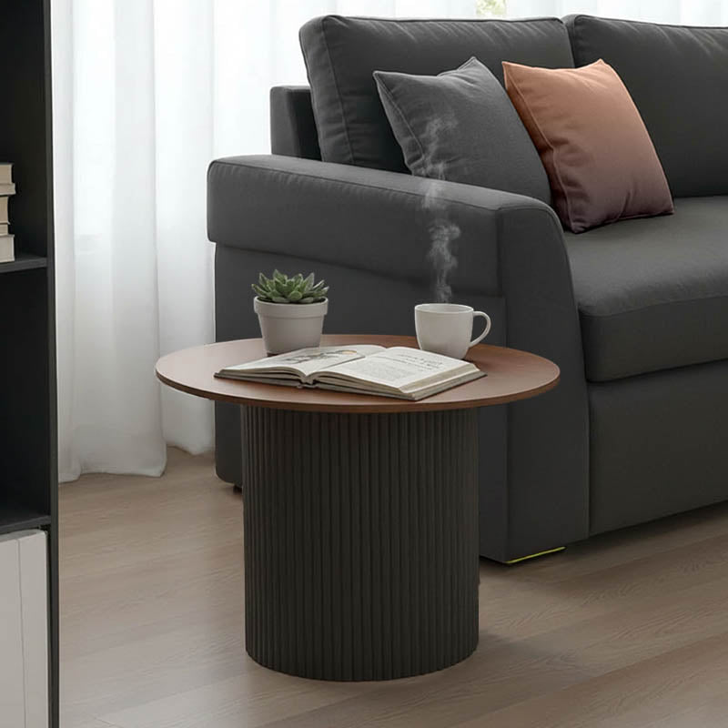Τραπέζι σαλονιού Dovel  mdf σε καρυδί-μαύρο μέταλλο Φ70x45εκ - Pakobazaar