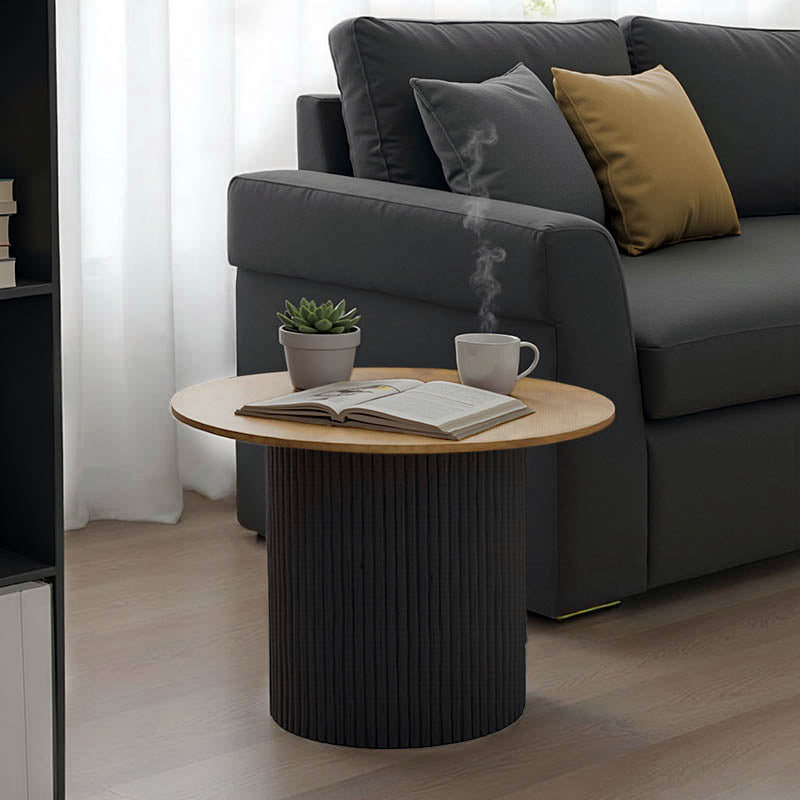 Τραπέζι σαλονιού Dovel  mdf σε sonoma-μαύρο μέταλλο Φ70x45εκ - Pakobazaar