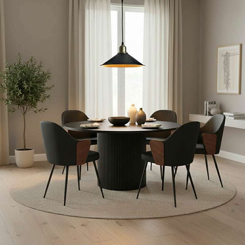 Τραπέζι Karulo  mdf σε μαύρη απόχρωση Φ120x76εκ - Pakobazaar