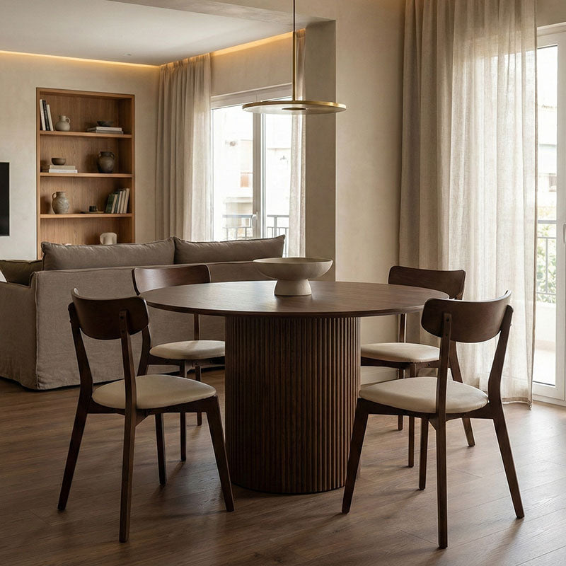 Τραπέζι Karulo  mdf σε καρυδί απόχρωση Φ120x76εκ - Pakobazaar
