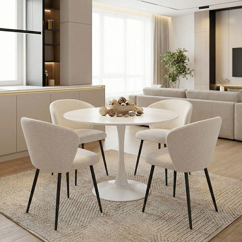Tραπέζι Balou  mdf σε λευκή απόχρωση με όψη μαρμάρου Φ100x73εκ - Pakobazaar