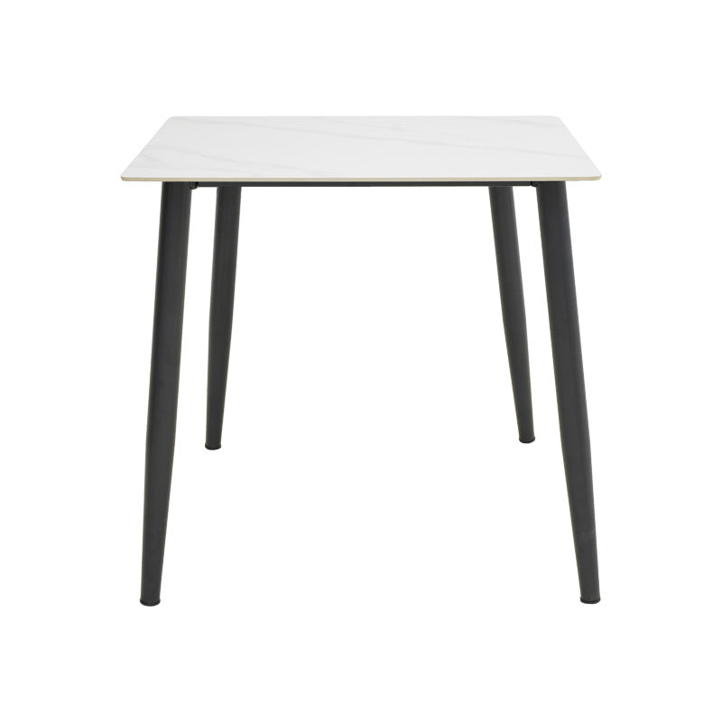 Τραπέζι Gustas  λευκό μαρμάρου sintered stone-μαύρο μέταλλο 80x80x76εκ - Pakobazaar