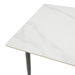 Τραπέζι Gustas  λευκό μαρμάρου sintered stone-μαύρο μέταλλο 80x80x76εκ - Pakobazaar