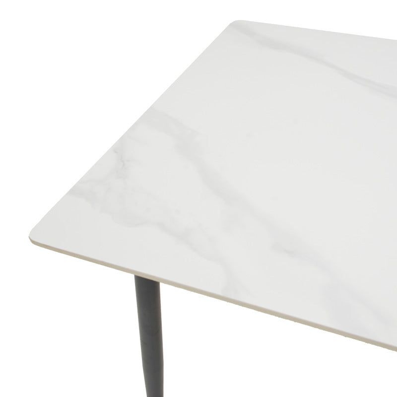 Τραπέζι Gustas  λευκό μαρμάρου sintered stone-μαύρο μέταλλο 80x80x76εκ - Pakobazaar