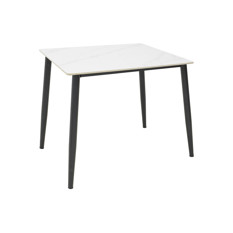Τραπέζι Gustas  λευκό μαρμάρου sintered stone-μαύρο μέταλλο 80x80x76εκ - Pakobazaar