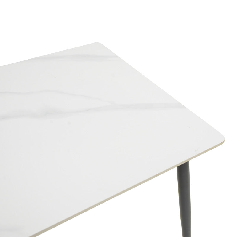 Τραπέζι Gustas  λευκό μαρμάρου sintered stone-μαύρο μέταλλο 120x80x76εκ - Pakobazaar