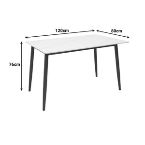 Τραπέζι Gustas  λευκό μαρμάρου sintered stone-μαύρο μέταλλο 120x80x76εκ - Pakobazaar