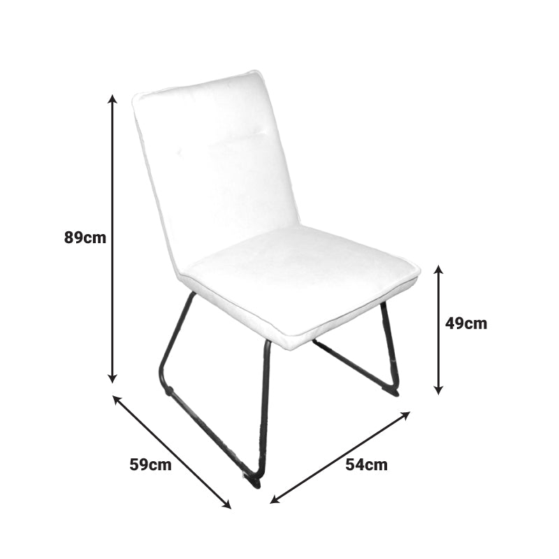 Καρέκλα Essential  ύφασμα λευκό-πόδι μάυρο μεταλλικό 54x59x89εκ