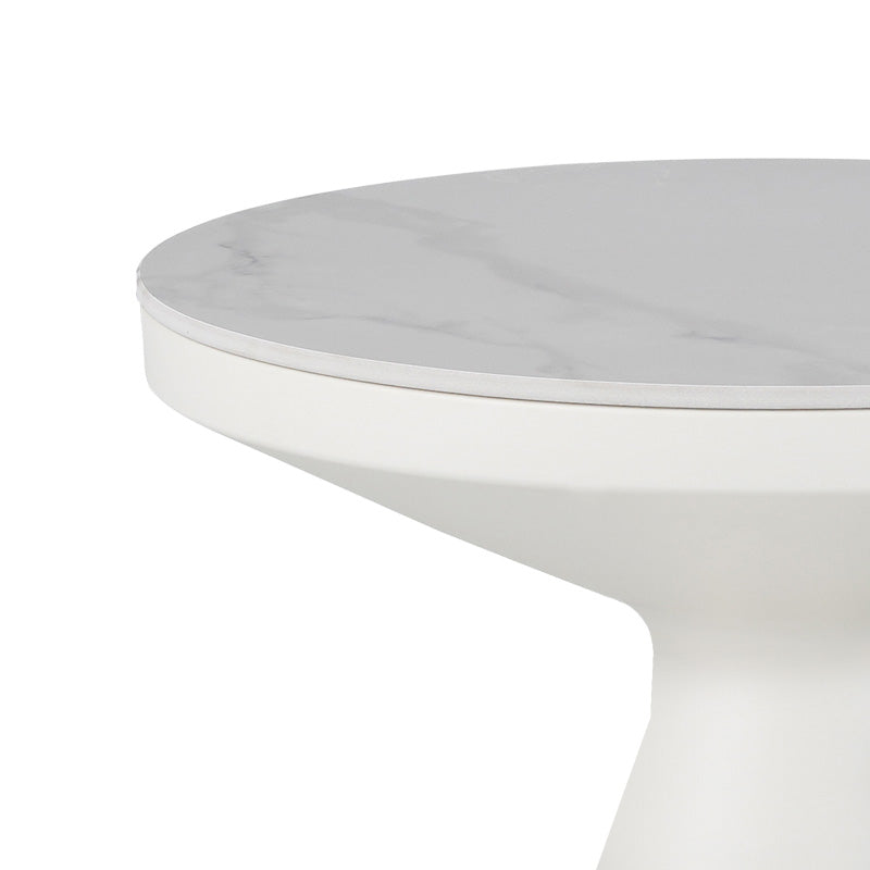 Βοηθητικά τραπέζια Coozlin Inart sintered stone σε απόχρωση λευκό μαρμάρου με λευκό μέταλλο - Pakobazaar