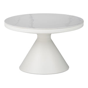 Βοηθητικά τραπέζια Coozlin Inart sintered stone σε απόχρωση λευκό μαρμάρου με λευκό μέταλλο - Pakobazaar