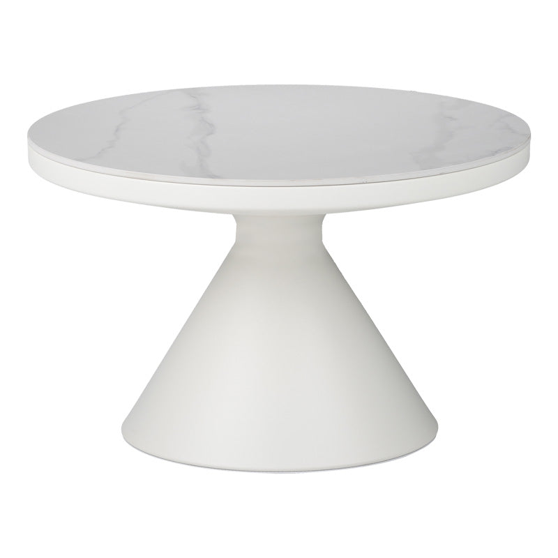 Βοηθητικά τραπέζια Coozlin Inart sintered stone σε απόχρωση λευκό μαρμάρου με λευκό μέταλλο - Pakobazaar