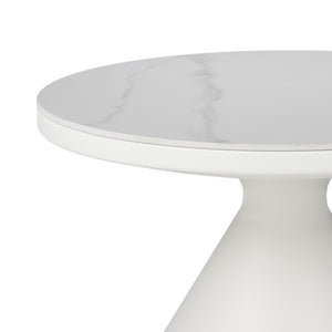 Βοηθητικά τραπέζια Coozlin Inart sintered stone σε απόχρωση λευκό μαρμάρου με λευκό μέταλλο - Pakobazaar
