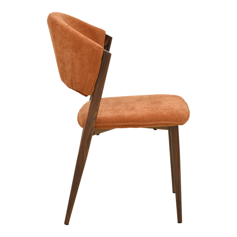 Καρέκλα Dolez  terracotta ύφασμα-πόδι καρυδί μέταλλο 49x58.5x82εκ - Pakobazaar