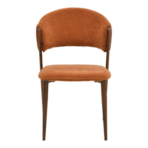 Καρέκλα Dolez  terracotta ύφασμα-πόδι καρυδί μέταλλο 49x58.5x82εκ - Pakobazaar