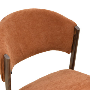 Καρέκλα Dolez  terracotta ύφασμα-πόδι καρυδί μέταλλο 49x58.5x82εκ - Pakobazaar