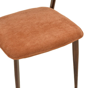 Καρέκλα Dolez  terracotta ύφασμα-πόδι καρυδί μέταλλο 49x58.5x82εκ - Pakobazaar