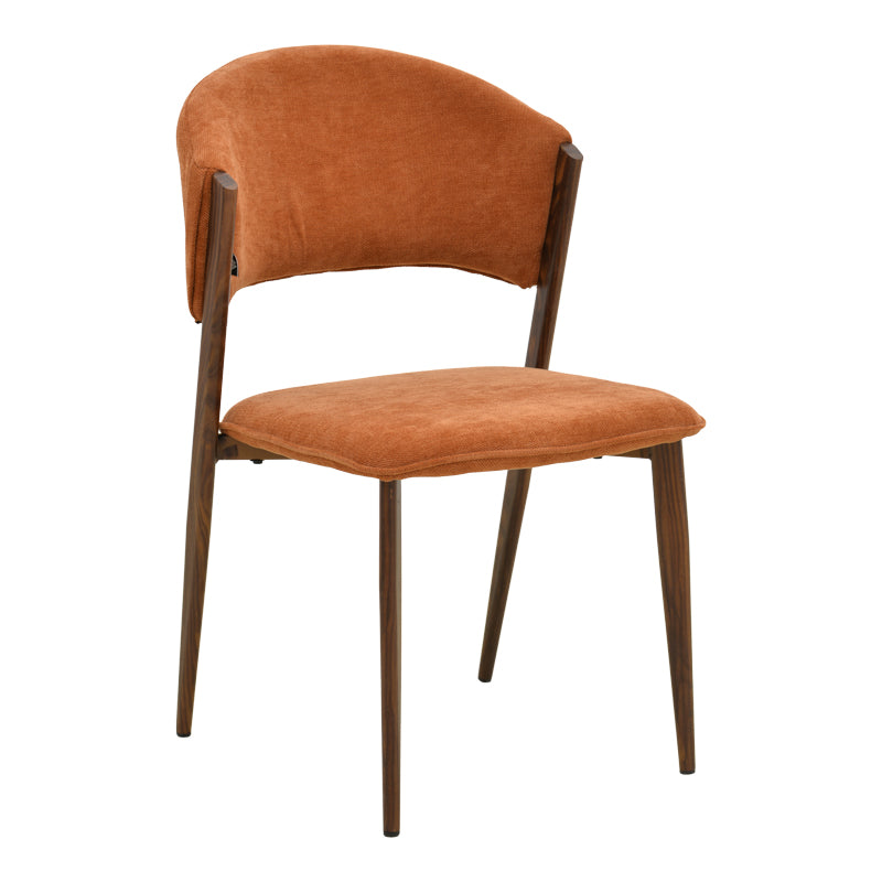 Καρέκλα Dolez  terracotta ύφασμα-πόδι καρυδί μέταλλο 49x58.5x82εκ - Pakobazaar