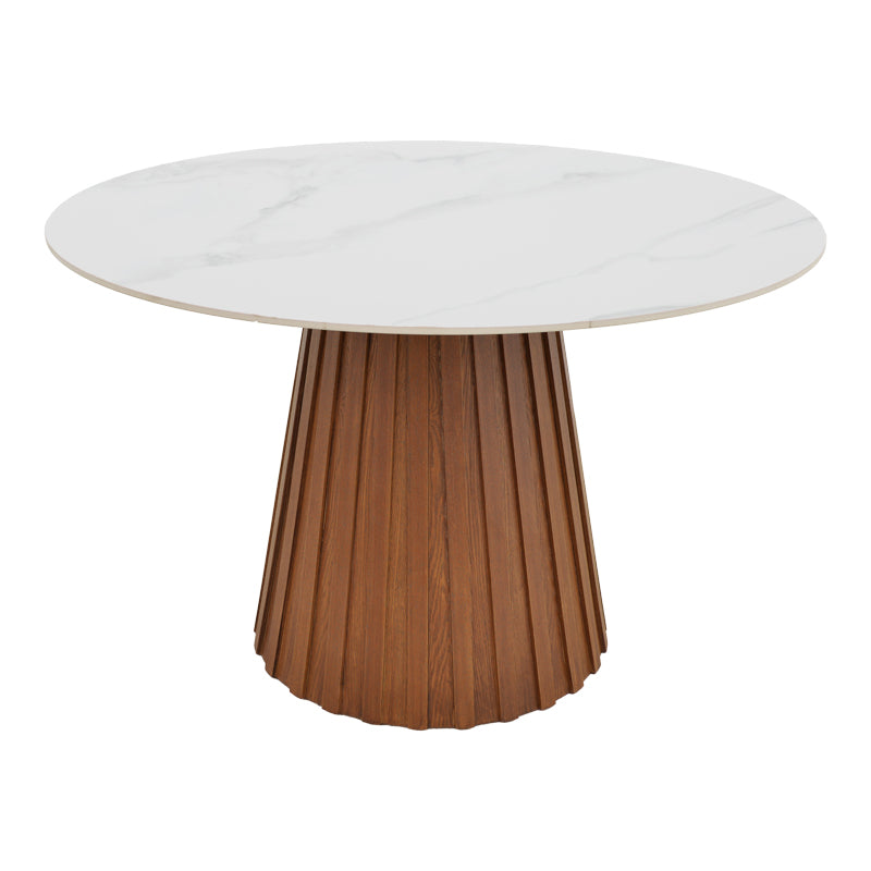 Τραπέζι Franzel  sintered stone σε όψη μαρμάρου-mdf σε φυσική απόχρωση Φ120x75εκ - Pakobazaar