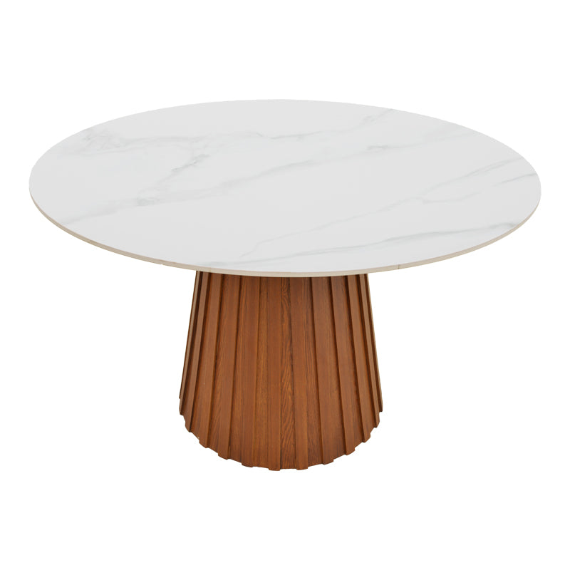 Τραπέζι Franzel  sintered stone σε όψη μαρμάρου-mdf σε φυσική απόχρωση Φ120x75εκ - Pakobazaar
