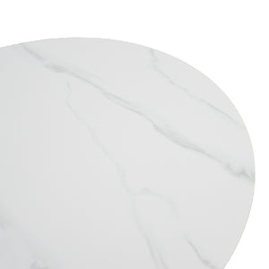 Τραπέζι Franzel  sintered stone σε όψη μαρμάρου-mdf σε φυσική απόχρωση Φ120x75εκ - Pakobazaar