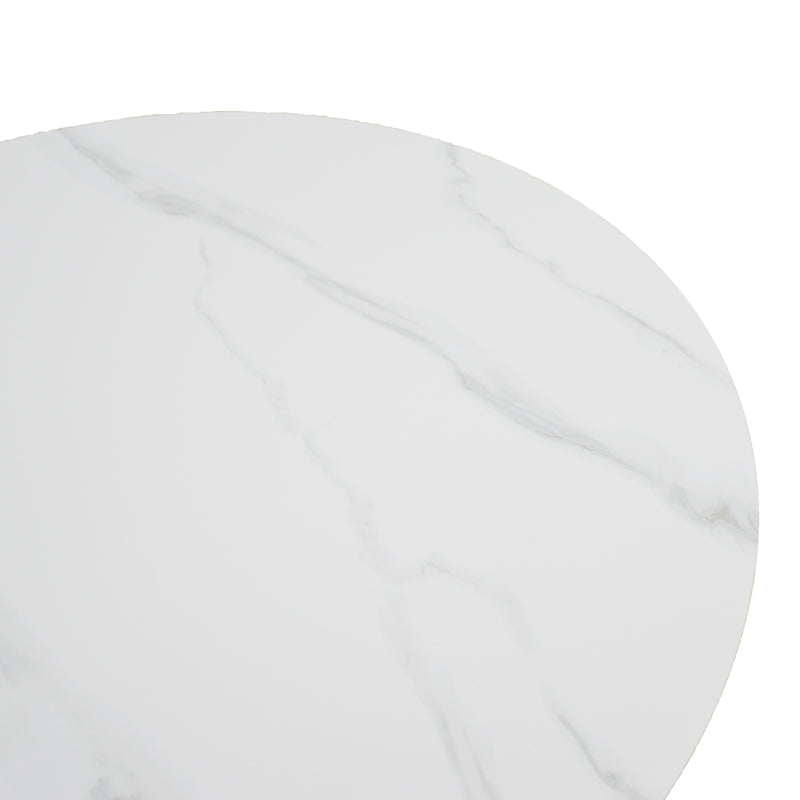 Τραπέζι Franzel  sintered stone σε όψη μαρμάρου-mdf σε φυσική απόχρωση Φ120x75εκ - Pakobazaar