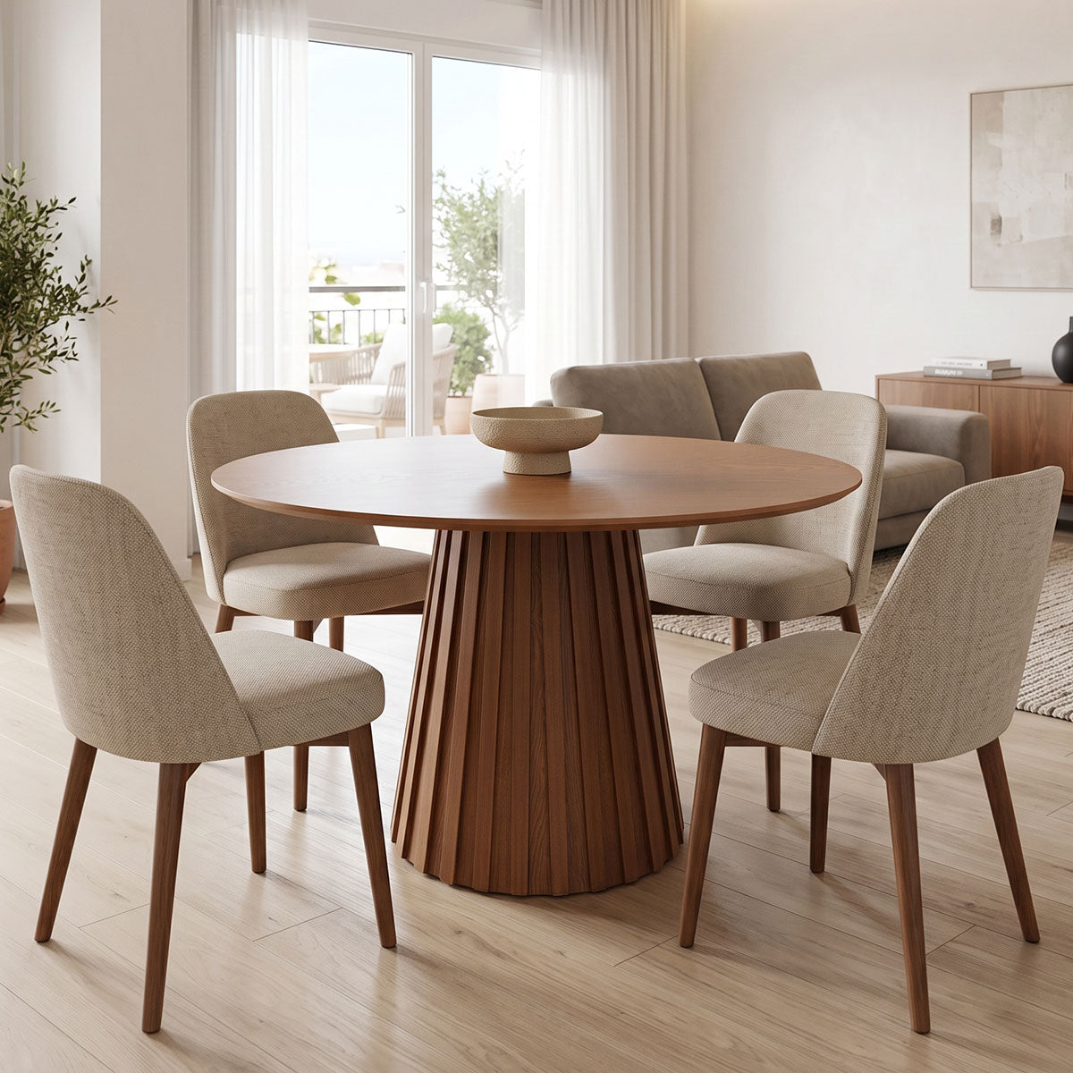 Τραπέζι Franzel  mdf καρυδί Φ120x75εκ - Pakobazaar