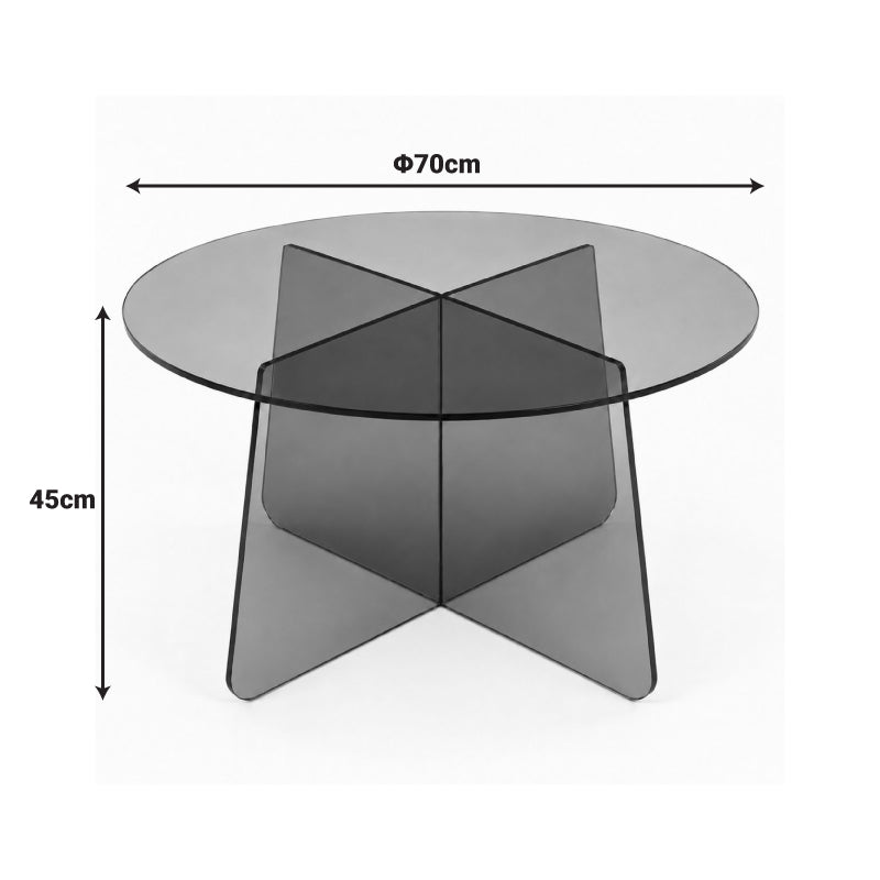 Τραπέζι σαλονιού Cleary  tempered 8mm γυαλί ανθρακί Φ70x45εκ - Pakobazaar