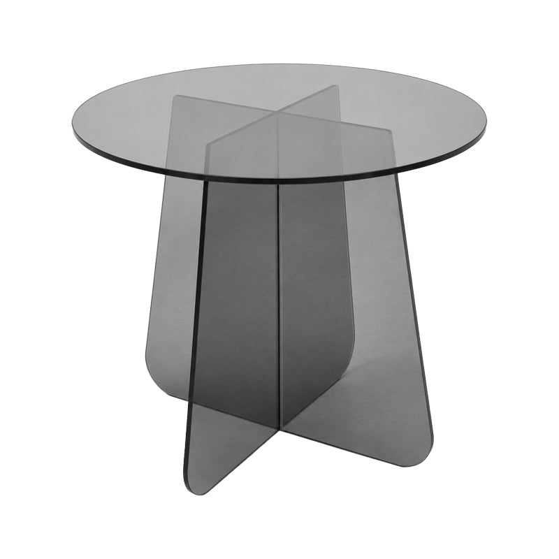 Τραπέζι βοηθητικό Cleary  tempered 8mm γυαλί ανθρακί Φ50x45εκ - Pakobazaar