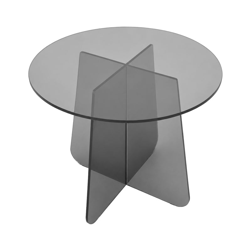 Τραπέζι βοηθητικό Cleary  tempered 8mm γυαλί ανθρακί Φ50x45εκ - Pakobazaar