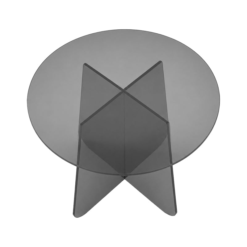 Τραπέζι βοηθητικό Cleary  tempered 8mm γυαλί ανθρακί Φ50x45εκ - Pakobazaar