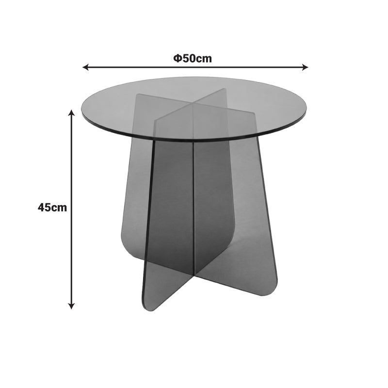 Τραπέζι βοηθητικό Cleary  tempered 8mm γυαλί ανθρακί Φ50x45εκ - Pakobazaar