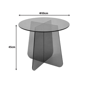 Τραπέζι βοηθητικό Cleary  tempered 8mm γυαλί ανθρακί Φ50x45εκ - Pakobazaar