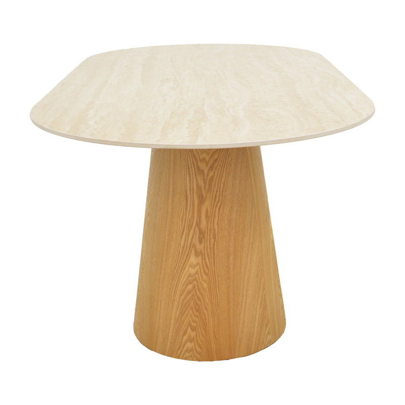 Τραπέζι Karlino  sintered stone σε όψη τραβερτίνας-mdf σε φυσική απόχρωση 180x90x76εκ - Pakobazaar