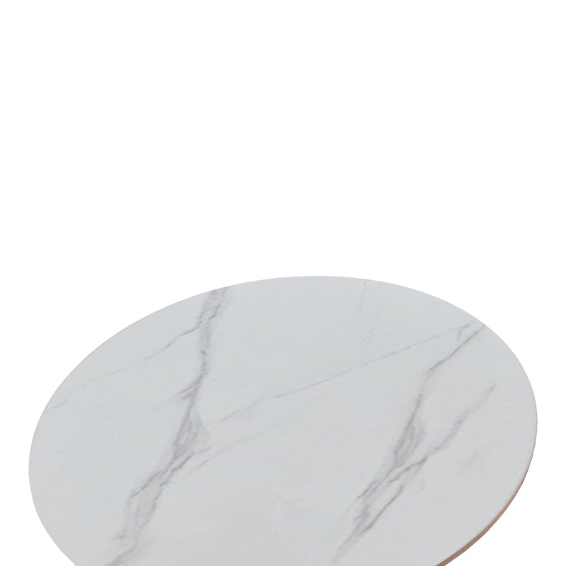 Tραπέζι Balou  sintered stone σε λευκή απόχρωση με όψη μαρμάρου-βάση λευκό μέταλλο Φ120x73εκ