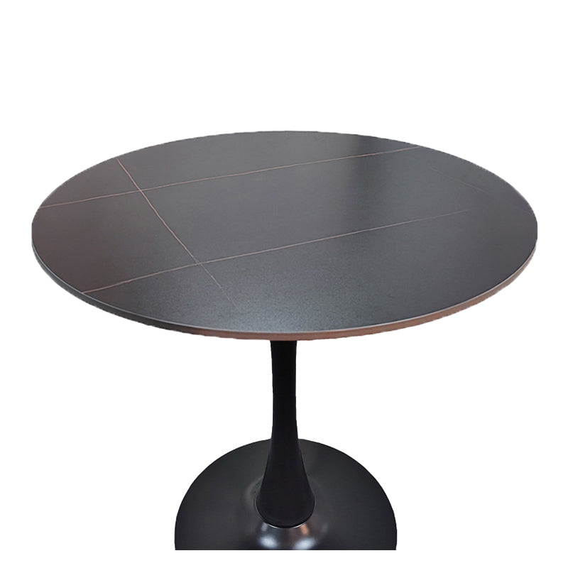 Tραπέζι Balou  sintered stone σε μαύρη απόχρωση με όψη μαρμάρου-βάση μαύρο μέταλλο Φ120x73εκ