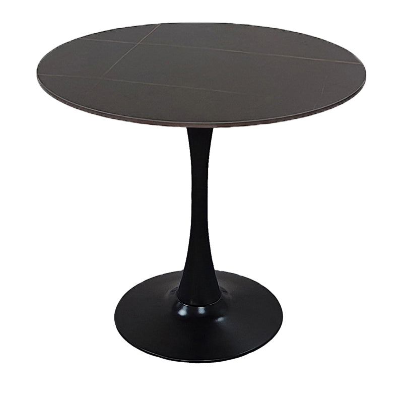 Tραπέζι Balou  sintered stone σε μαύρη απόχρωση με όψη μαρμάρου-βάση μαύρο μέταλλο Φ120x73εκ